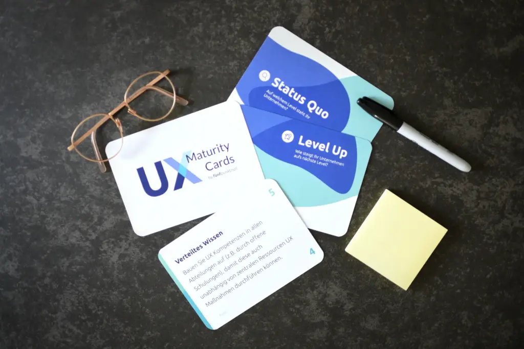 Erfahren Sie mithilfe unserer UX Maturity Cards, welchen UX Reifegrad Ihr Unternehmen hat und wie Sie diesen mithilfe strategischer Maßnahmen weiter erhöhen können, um so nachhaltig den Erfolg Ihres Unternehmens zu sichern.
