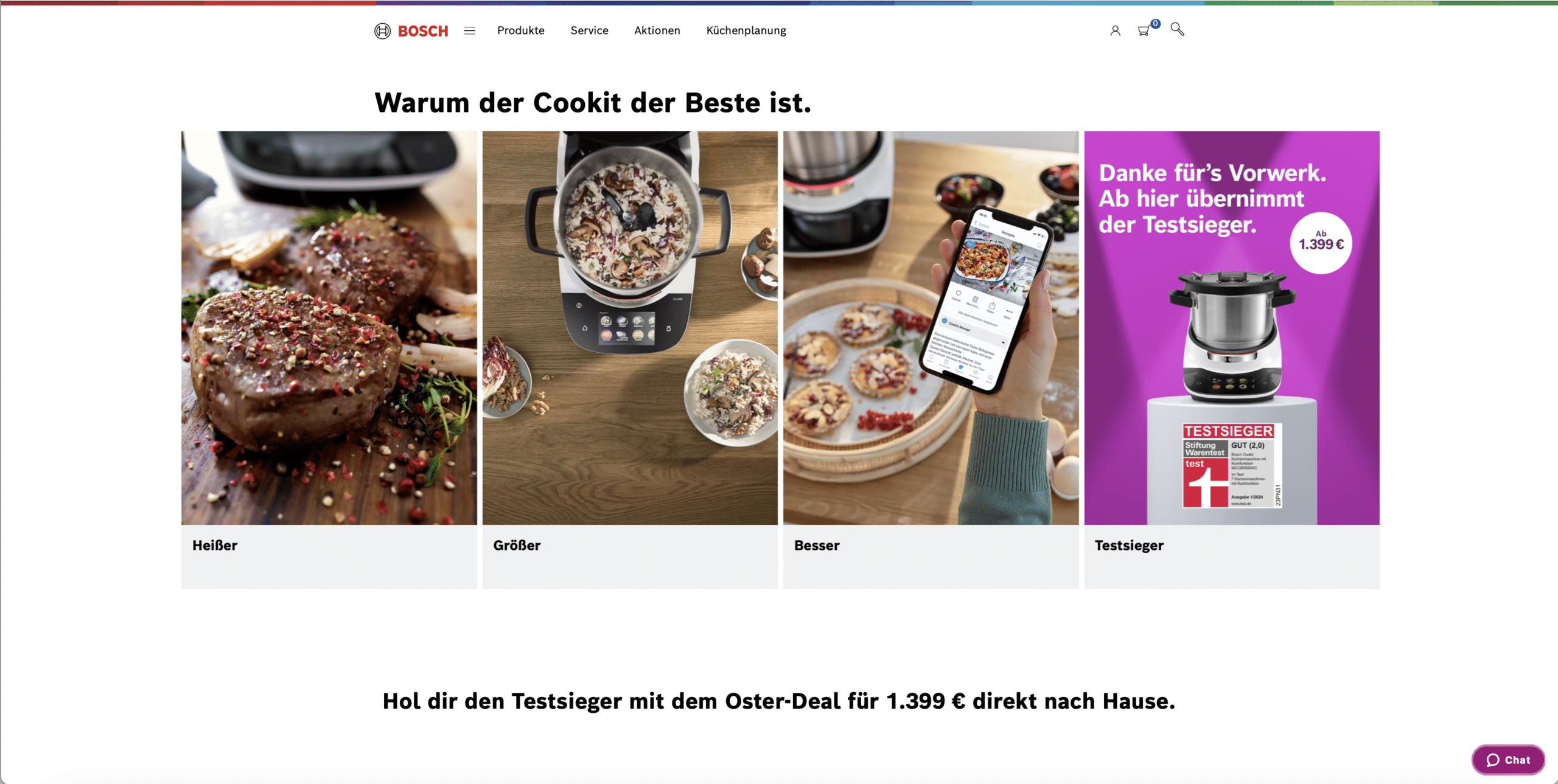 Bildschirmfoto der Bosch Cookit Website